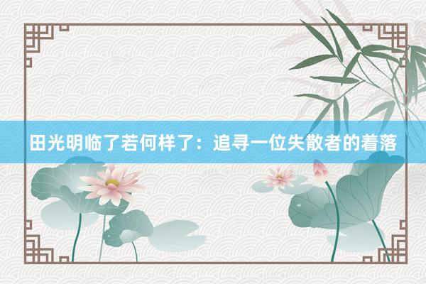田光明临了若何样了：追寻一位失散者的着落